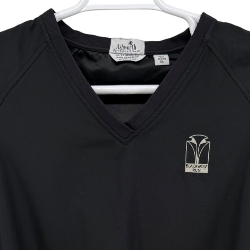 Ashworth Weather Systems Blackwolf Run Golf Windshirt XL Black V-Neck Pullover